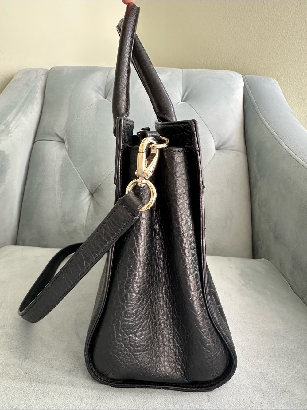 kate spade Black Embossed Leather Top-Handle tote - Picture 6 of 16